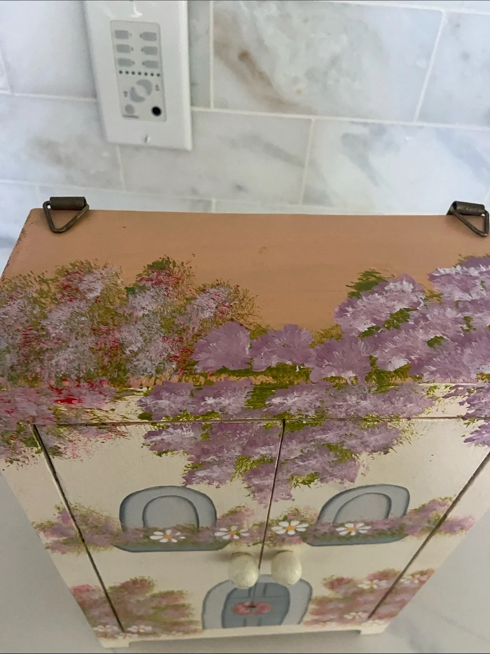 Hand-Painted Cream and Gray Kids Jewelry Armoire